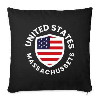 Bouclier américain avec motif de drapeau - Housse de coussin décorative 45 x 45 cm - noir - Devant