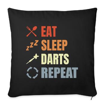 Eat Sleep Darts Repeat - Sofa pillowcase 17,3'' x 17,3'' (45 x 45 cm) - black - Front