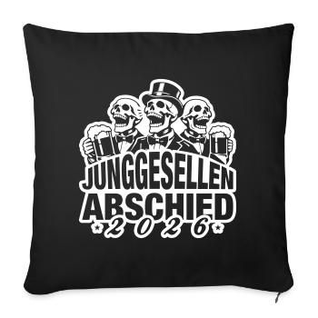 Enterrement de vie de garçon 2026 Jga Skeleton - Housse de coussin décorative 45 x 45 cm - noir - Devant