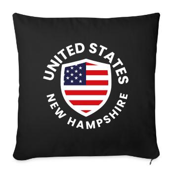 New Hampshire Shield with American Flag - Sofa pillowcase 17,3'' x 17,3'' (45 x 45 cm) - black - Front