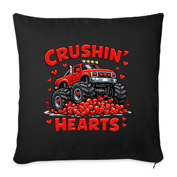 Junge Valentine Monstertruck Herz Lustig Geschenk - Sofakissenbezug 45 x 45 cm - Schwarz - Vorne