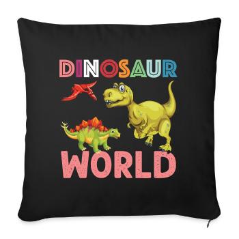 Dinosaur World sympa - Housse de coussin décorative 45 x 45 cm - noir - Devant