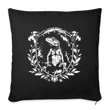 Heraldic iguana in a wreath of leaves - Sofa pillowcase 17,3'' x 17,3'' (45 x 45 cm) - black - Front