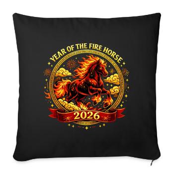 Vintage Chinese Zodiac Horse Shirt 2026 - Sofa pillowcase 17,3'' x 17,3'' (45 x 45 cm) - black - Front