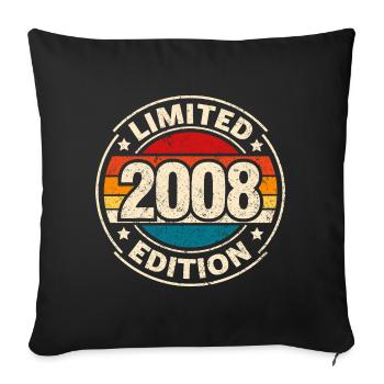 Vintage 2008 – 18th Birthday Milestone Design - Sofa pillowcase 17,3'' x 17,3'' (45 x 45 cm) - black - Front