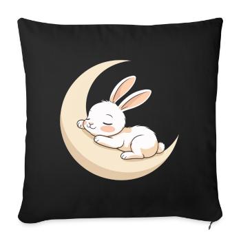 Rêve de lapin lunaire - Housse de coussin décorative 45 x 45 cm - noir - Devant