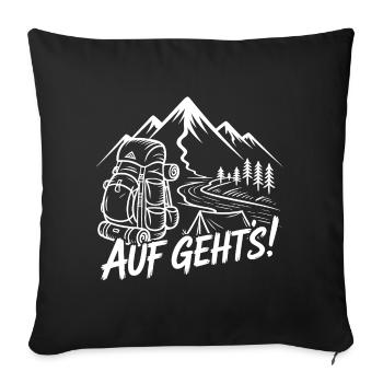 Mountain Adventure Hiking with a Backpack - Sofa pillowcase 17,3'' x 17,3'' (45 x 45 cm) - black - Front
