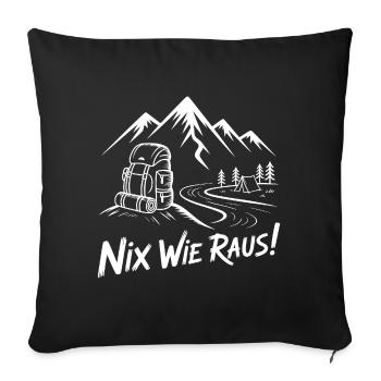 Allons partir à l’aventure de randonnée en montagne - Housse de coussin décorative 45 x 45 cm - noir - Devant