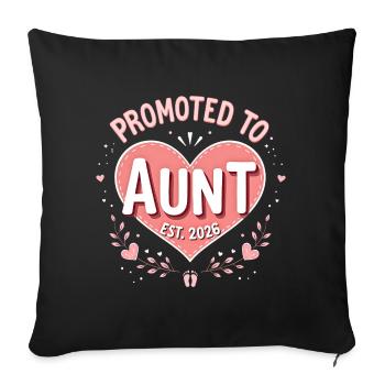 Aunt 2026 Aunt 2026 Promoted to Aunt 2026 - Sofa pillowcase 17,3'' x 17,3'' (45 x 45 cm) - black - Front