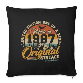 Cadeau rétro original d’anniversaire vintage de 1987 - Housse de coussin décorative 45 x 45 cm - noir - Devant