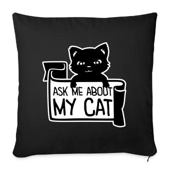 Demandez-moi pour mon chat Chat Amour des animaux Animaux - Housse de coussin décorative 45 x 45 cm - noir - Devant