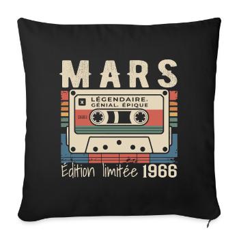 Birthday 1966 March 1966 born in March 1966 - Sofa pillowcase 17,3'' x 17,3'' (45 x 45 cm) - black - Front