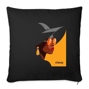 Elegant woman with hat and sunglasses - Sofa pillowcase 17,3'' x 17,3'' (45 x 45 cm) - black - Front