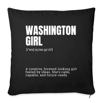 Washington Girl Typo Portrait - Sofa pillowcase 17,3'' x 17,3'' (45 x 45 cm) - black - Front