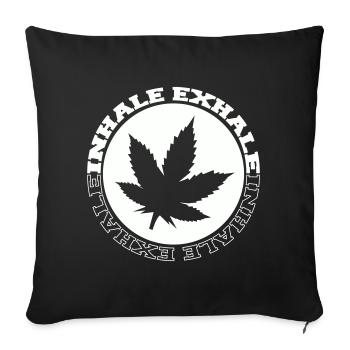 Logo rond de feuilles de cannabis - Housse de coussin décorative 45 x 45 cm - noir - Devant
