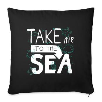 Emmène-moi à la mer – Gribouillage Sea Saying - Housse de coussin décorative 45 x 45 cm - noir - Devant