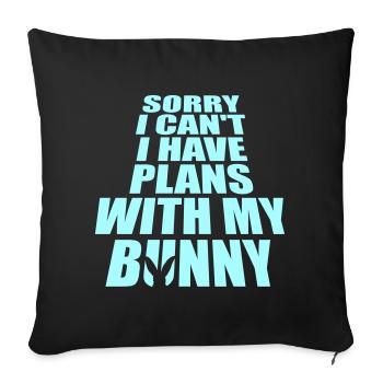 Sorry I Can't I Have Plans With My Bunny Hase Logo - Sofa pillowcase 17,3'' x 17,3'' (45 x 45 cm) - black - Front