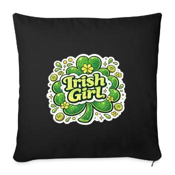 Irish Girl Shamrock Sticker Design - Sofa pillowcase 17,3'' x 17,3'' (45 x 45 cm) - black - Front