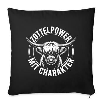 Highlands Shaggy Power Highland Cattle - Sofa pillowcase 17,3'' x 17,3'' (45 x 45 cm) - black - Front