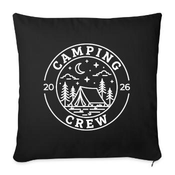 Camping Crew Shirt für Camper - Sofakissenbezug 45 x 45 cm - Schwarz - Vorne