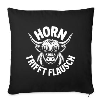 Highlands Horn Meets Fluff - Sofa pillowcase 17,3'' x 17,3'' (45 x 45 cm) - black - Front