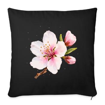 Almond Blossom Pink Spring Flower - Sofa pillowcase 17,3'' x 17,3'' (45 x 45 cm) - black - Front