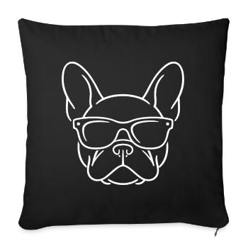 Illustration au trait de bouledogue français Bouledogue amateur - Housse de coussin décorative 45 x 45 cm - noir - Devant