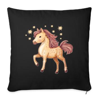 Cute Horse with Stars - Sofa pillowcase 17,3'' x 17,3'' (45 x 45 cm) - black - Front