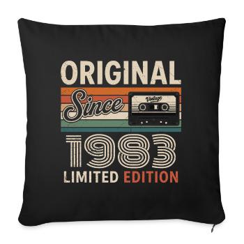Vintage 1975 Legend Rétro Anniversaire 1983 - Housse de coussin décorative 45 x 45 cm - noir - Devant