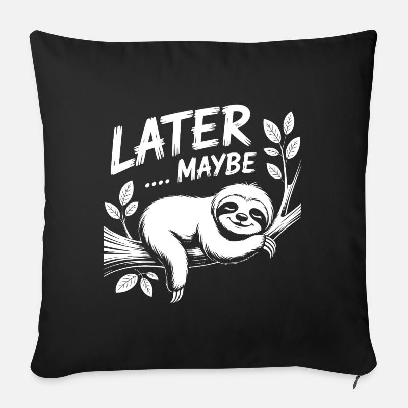 LATER MAYBE Sloth - Sofakissenbezug 45 x 45 cm - Schwarz