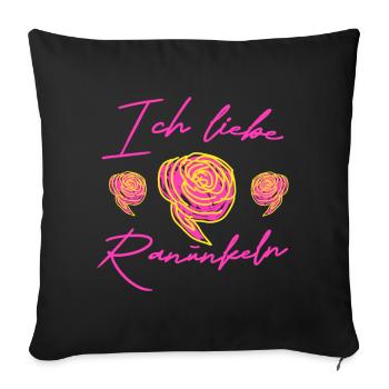 Ich liebe Ranunkeln  - Sofakissenbezug 45 x 45 cm - Schwarz - Vorne