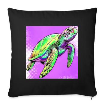 tortue - Housse de coussin décorative 45 x 45 cm - noir - Devant