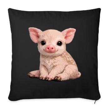 Piglet Cuddle Illustration - Sofa pillowcase 17,3'' x 17,3'' (45 x 45 cm) - black - Front