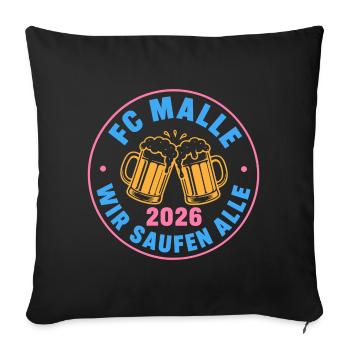 Malle 2026 FC Malle wir saufen alle - Sofakissenbezug 45 x 45 cm - Schwarz - Vorne