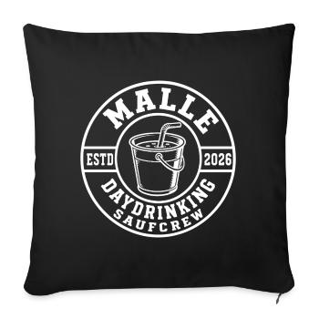 Malle 2026 Daydrinking Sauf Crew - Housse de coussin décorative 45 x 45 cm - noir - Devant