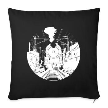 Croquis ferroviaire - Housse de coussin décorative 45 x 45 cm - noir - Devant