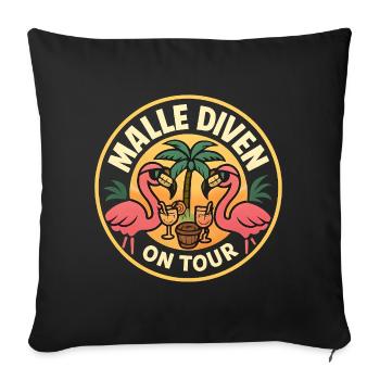 Malle Divas On Tour Women's Flamingo Mallorca Party - Sofa pillowcase 17,3'' x 17,3'' (45 x 45 cm) - black - Front