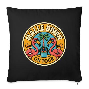 Malle Divas On Tour Women's Flamingo Mallorca Party - Sofa pillowcase 17,3'' x 17,3'' (45 x 45 cm) - black - Front