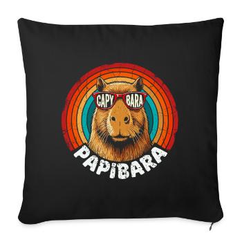 Capybara Retro Regenbogen Sonnenbrille - Sofakissenbezug 45 x 45 cm - Schwarz - Vorne
