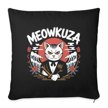 Épée de chat Meowkuza Épée du Japon Vagues de Samouraï - Housse de coussin décorative 45 x 45 cm - noir - Devant
