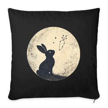 Moon bunny with carrot stars - Sofa pillowcase 17,3'' x 17,3'' (45 x 45 cm) - black - Front