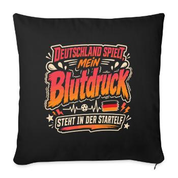 Mein Blutdruck steht in der Startelf - Sofakissenbezug 45 x 45 cm - Schwarz - Vorne
