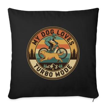 Mon chien adore le mode turbo E-VTT rétro - Housse de coussin décorative 45 x 45 cm - noir - Devant