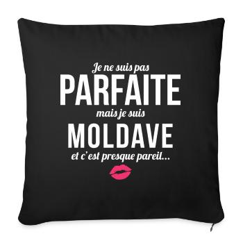 Je Ne Suis Pas Parfaite Mais Je Suis Moldave Et... - Housse de coussin décorative 45 x 45 cm - noir - Devant