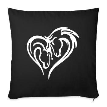 Pferdeherz (Weiß) - Sofakissenbezug 45 x 45 cm - Schwarz - Vorne
