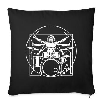 Da Vinci Drummer Vitruvian Man Musician - Sofa pillowcase 17,3'' x 17,3'' (45 x 45 cm) - black - Front