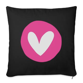 Rosy Heart Emblem on Circular Pink Field - Sofa pillowcase 17,3'' x 17,3'' (45 x 45 cm) - black - Front