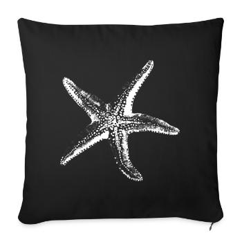 White Starfish Silhouette on Black - Sofa pillowcase 17,3'' x 17,3'' (45 x 45 cm) - black - Front