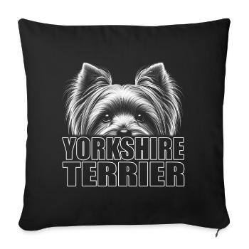Yorkshire Terrier Porträt mit Schriftzug - Sofakissenbezug 45 x 45 cm - Schwarz - Vorne