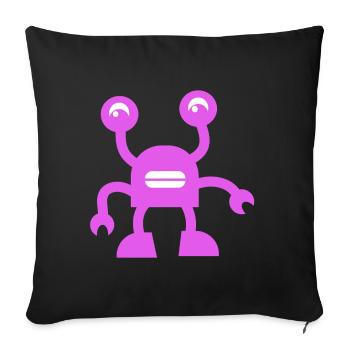 Fröhlicher Lila Roboter - Sofakissenbezug 45 x 45 cm - Schwarz - Vorne